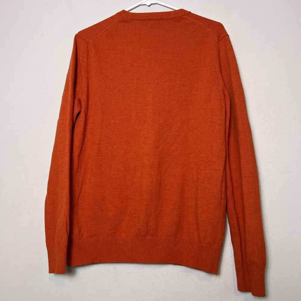 Banana Republic Men's Merino Wool V Neck Sweater Orange Sz L